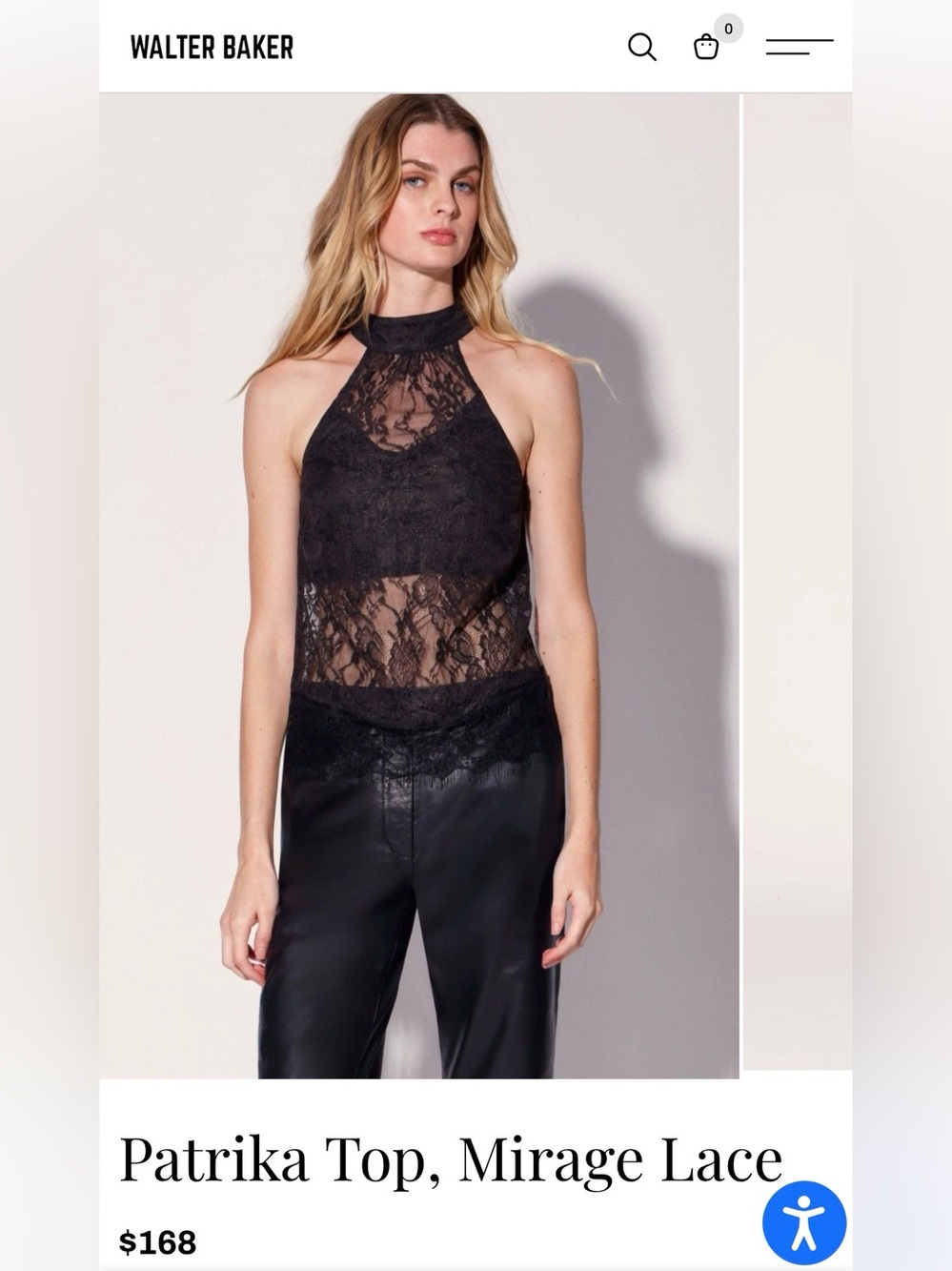 Walter Baker brown lace high neck top - M